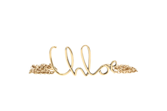 Chloe Script Logo Chain Belt Brass
