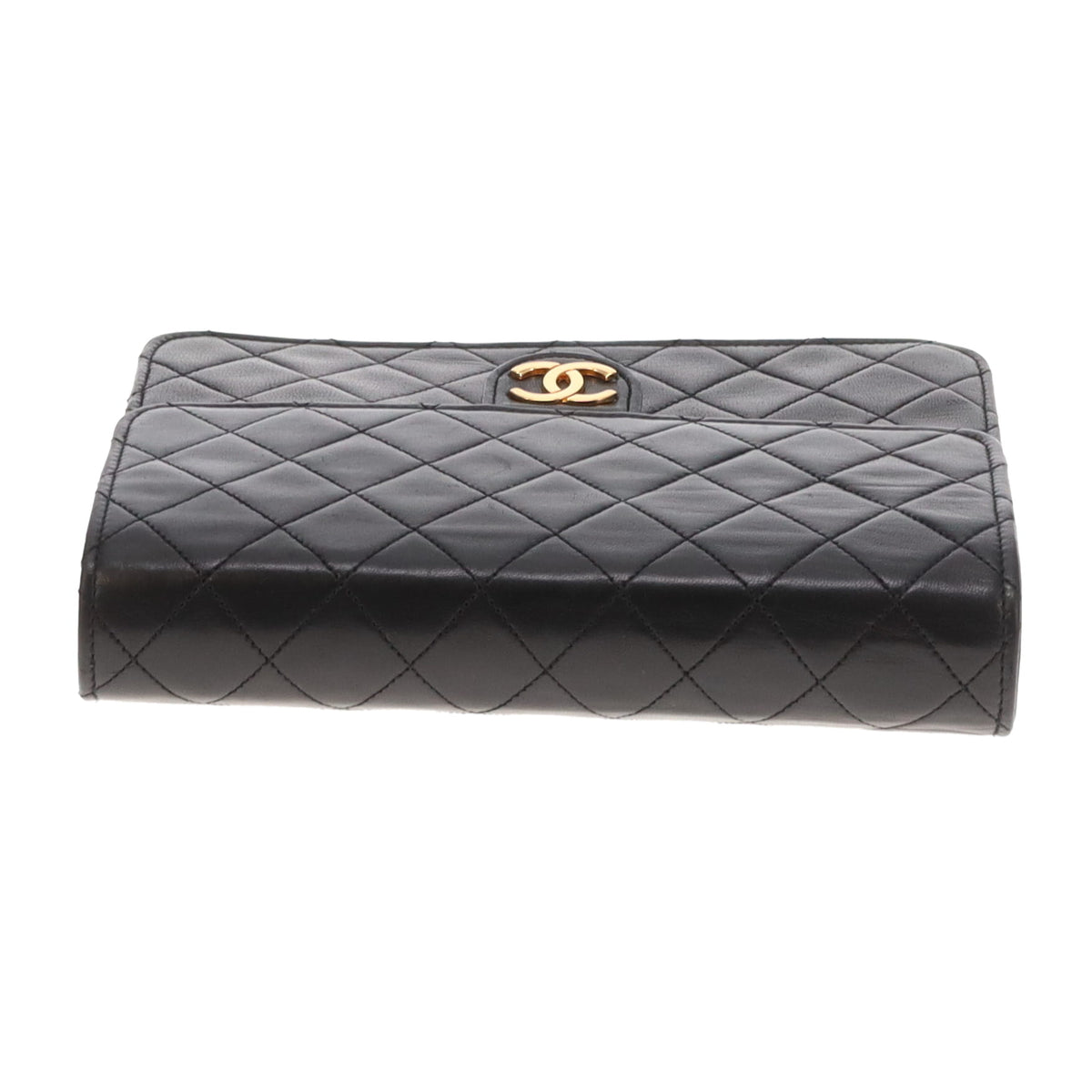 Chanel Single Flap Classic Push Lock Vintage Black Lambskin GHW