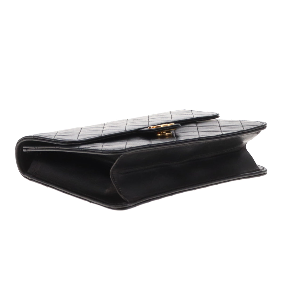 Chanel Single Flap Classic Push Lock Vintage Black Lambskin GHW