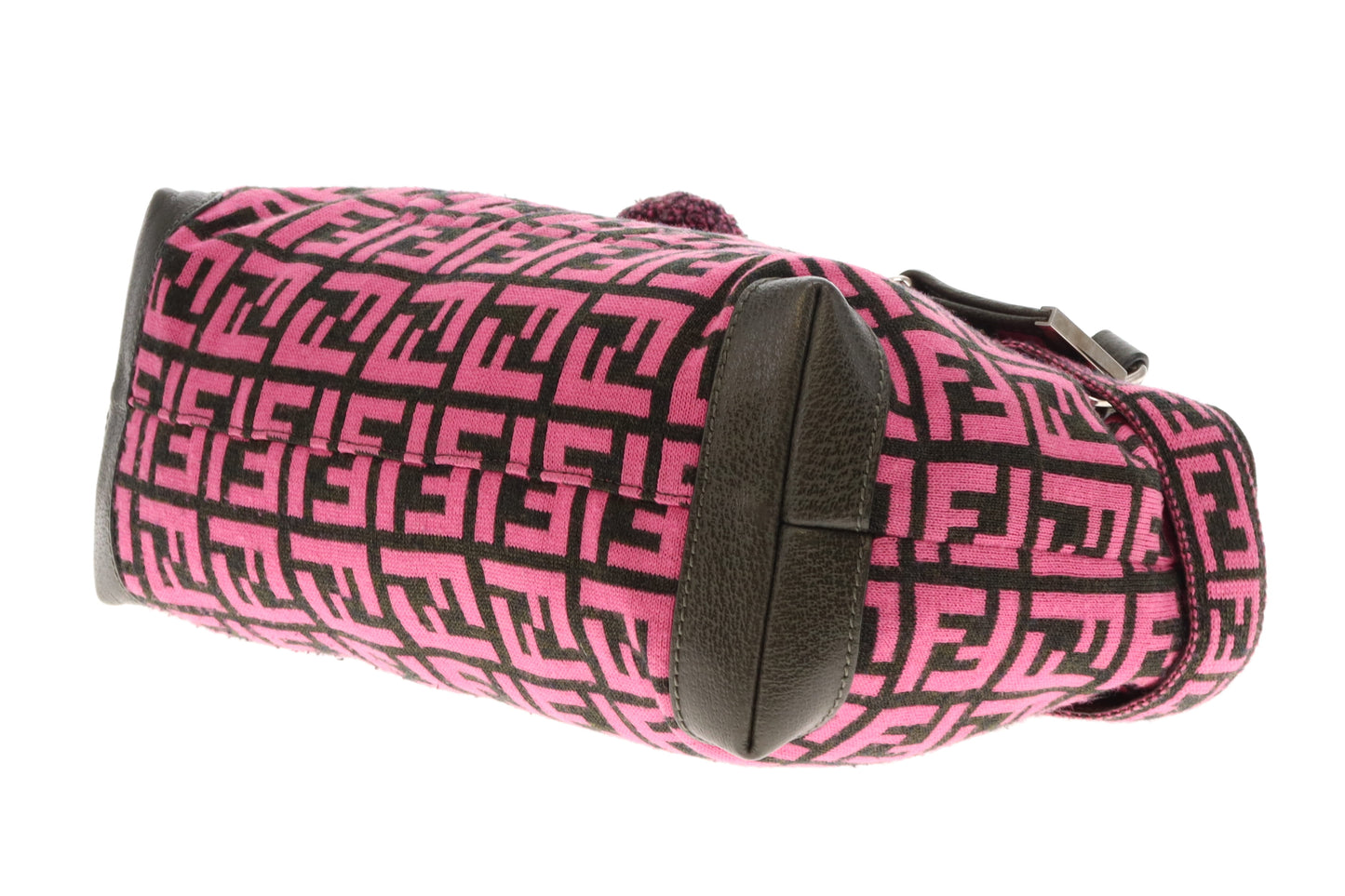 Fendi Pink/Zucca Wool Pom Pom Handbag