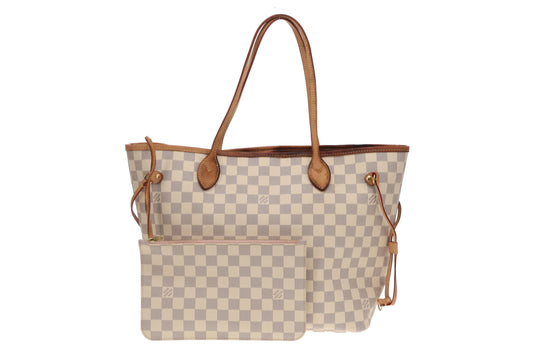 Louis Vuitton Neverfull MM & Pochette Damier Azur (NFID Chipped)