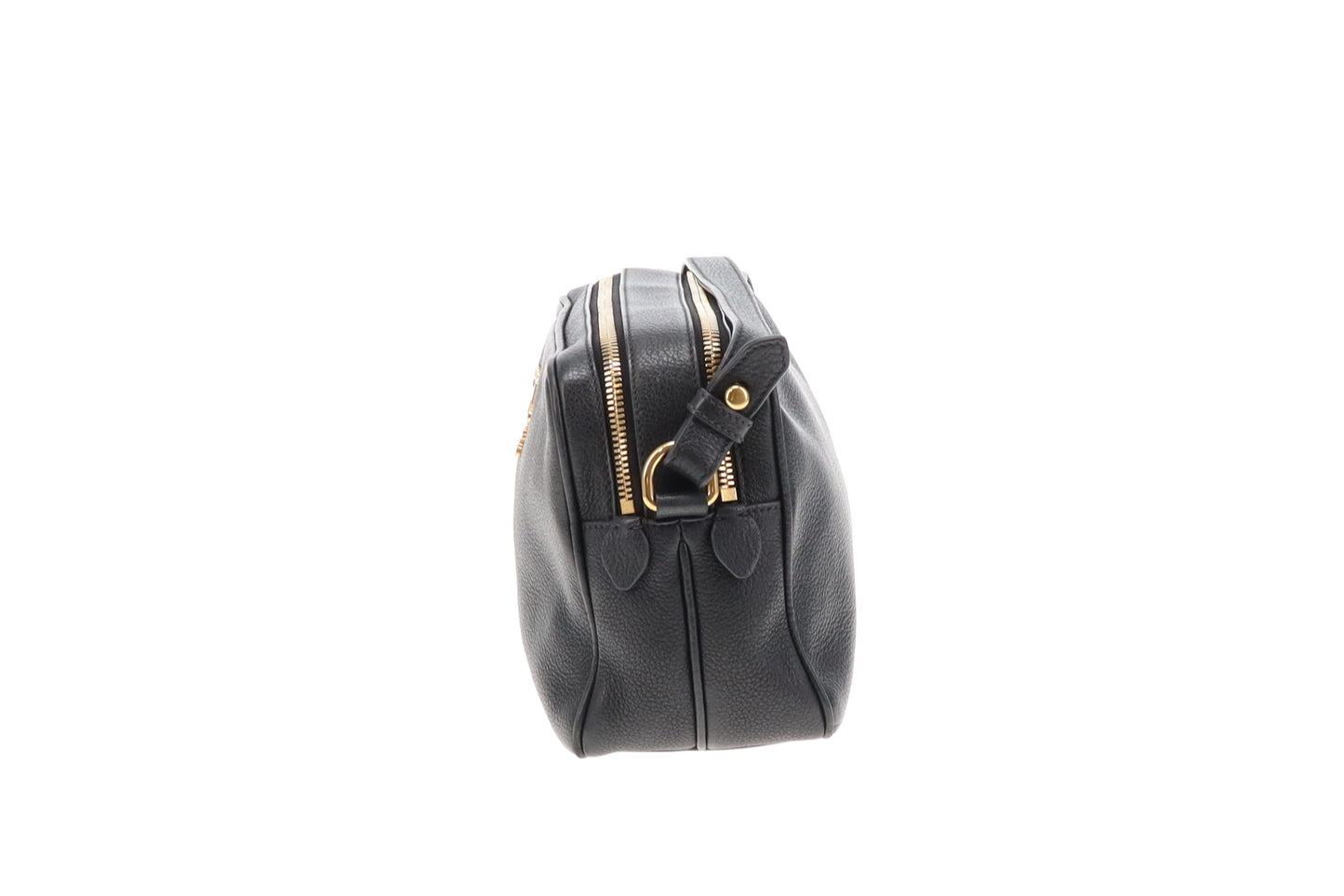 Prada Double Zip Camera Bag Black Leather GHW