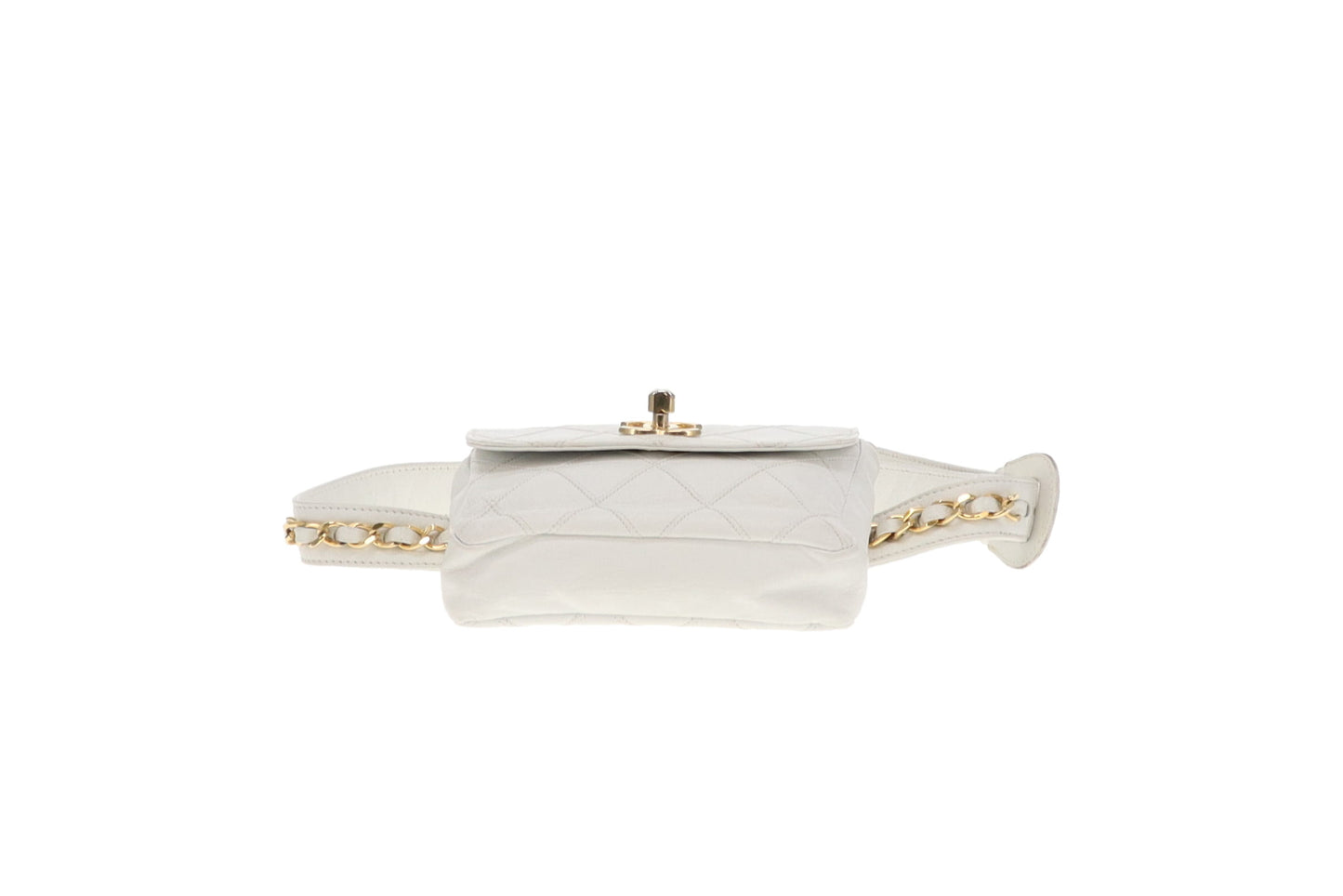 Chanel White Cross Stitch Vintage Waist Bag