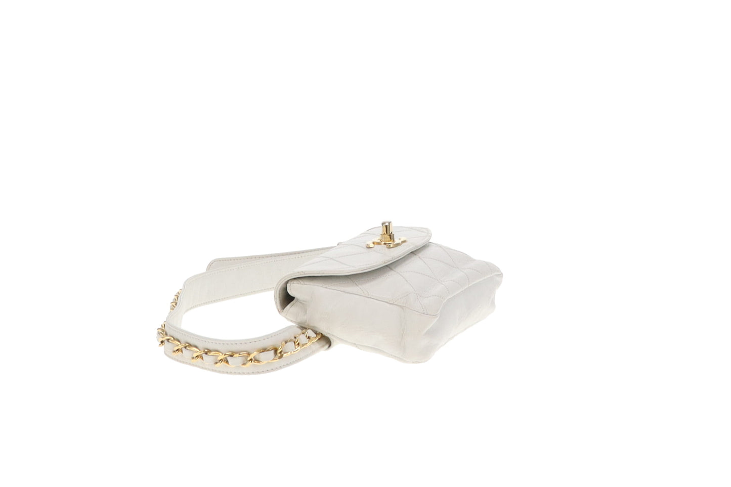 Chanel White Cross Stitch Vintage Waist Bag