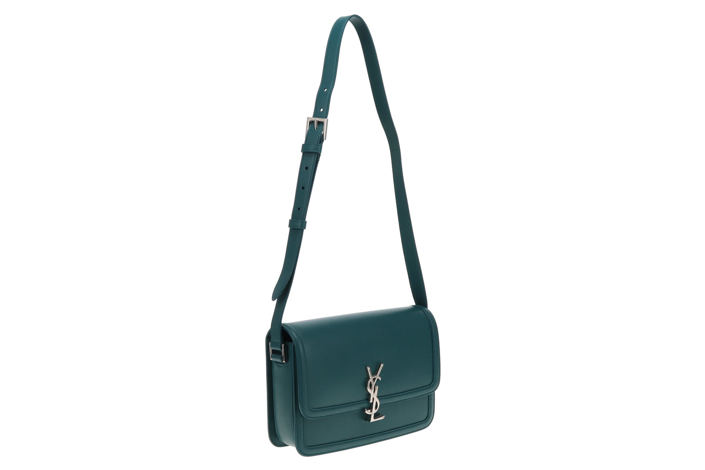 Saint Laurent Solferino Teal Box Leather Medium Satchel 2020