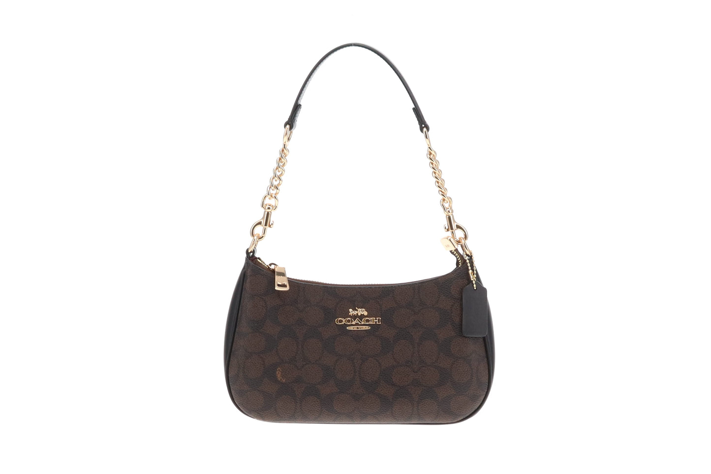Coach Teri Signature Convertible Shoulder Bag Dark Brown