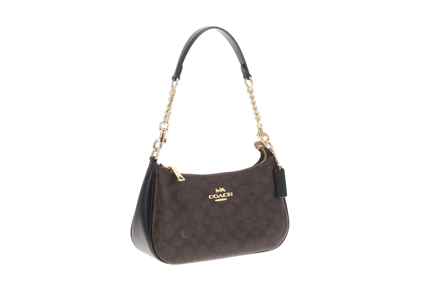 Coach Teri Signature Convertible Shoulder Bag Dark Brown