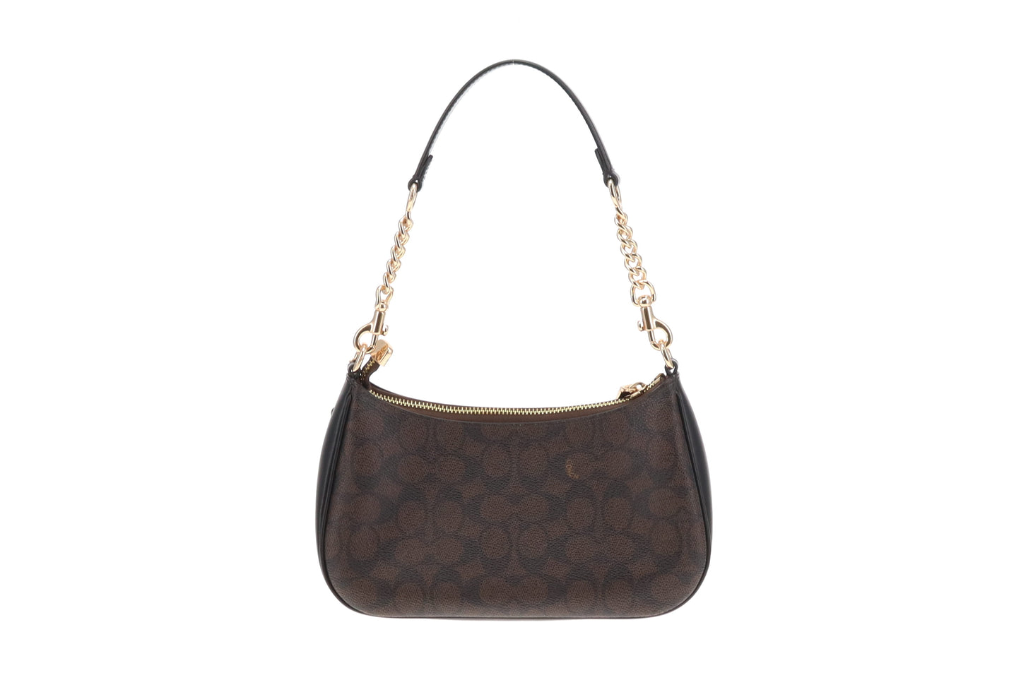 Coach Teri Signature Convertible Shoulder Bag Dark Brown