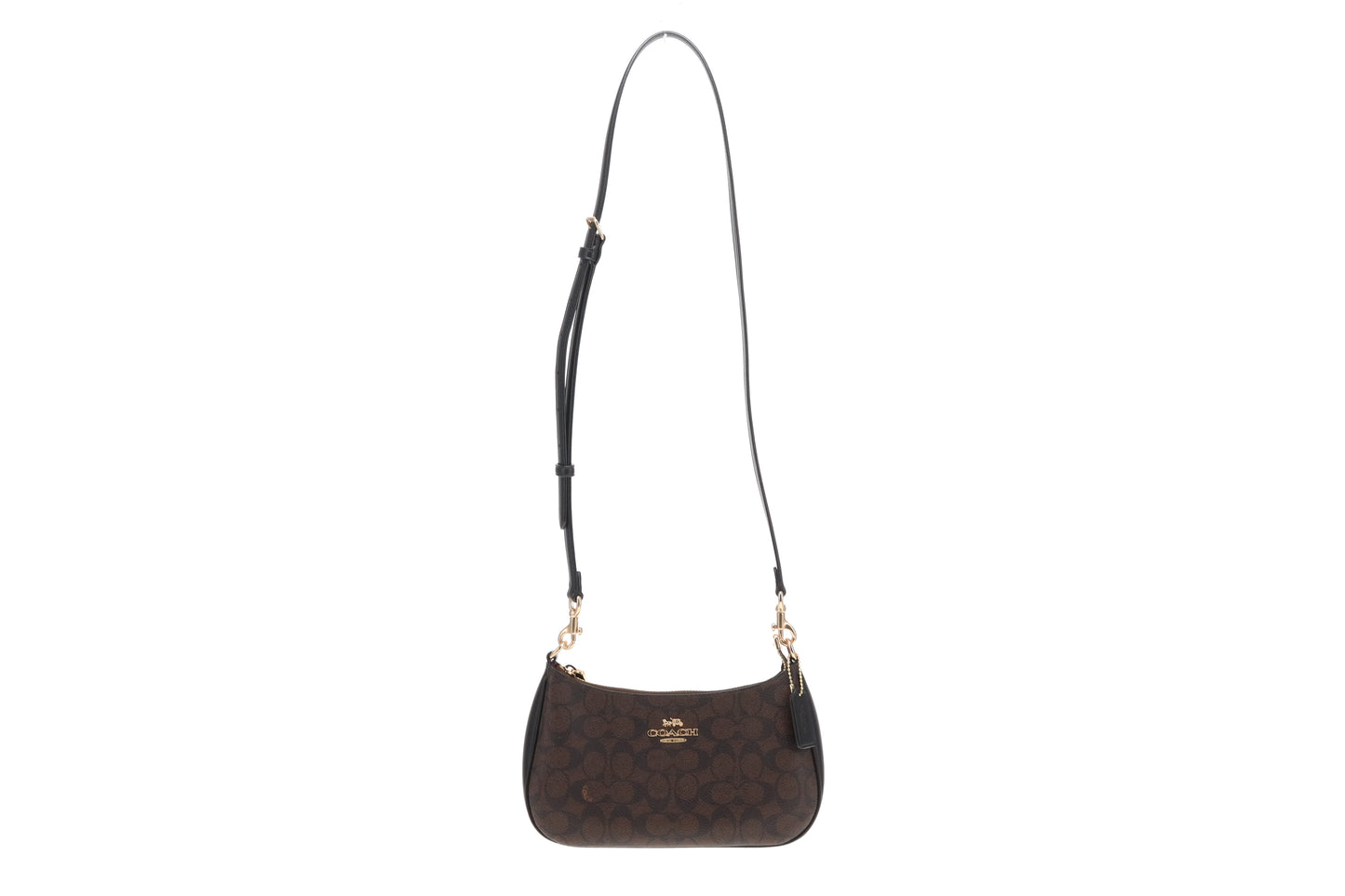 Coach Teri Signature Convertible Shoulder Bag Dark Brown