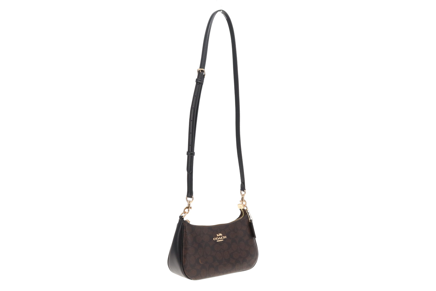 Coach Teri Signature Convertible Shoulder Bag Dark Brown