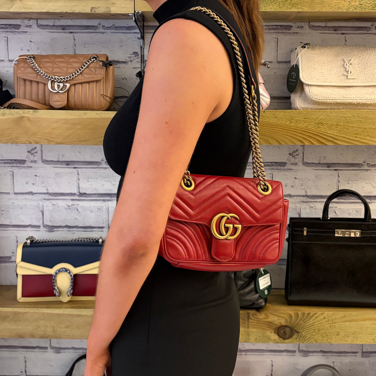 Gucci Marmont Flap Old Model Mini Red GHW