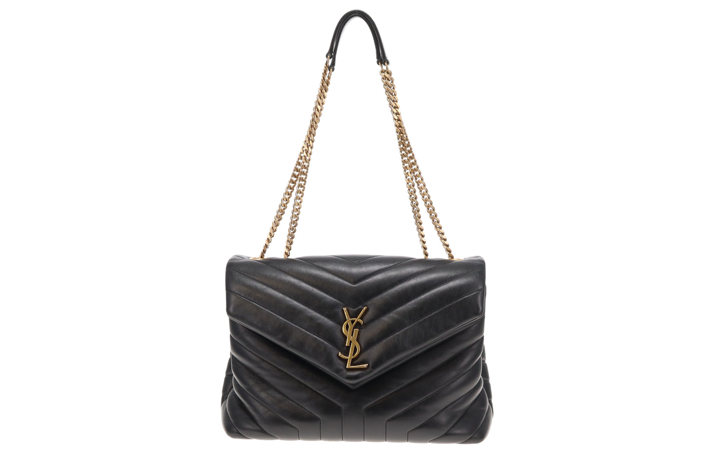 Saint Laurent Medium LouLou Black Antique Gold Hardware