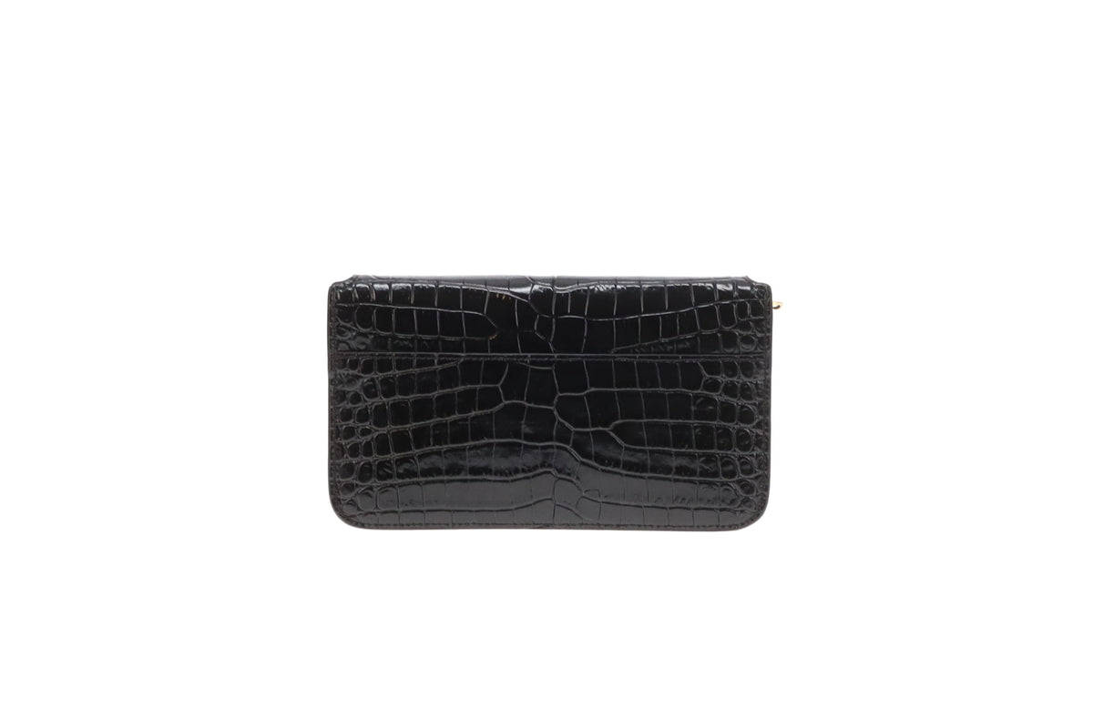 Saint Laurent Cassandre Strap Croc Embossed Phone Case