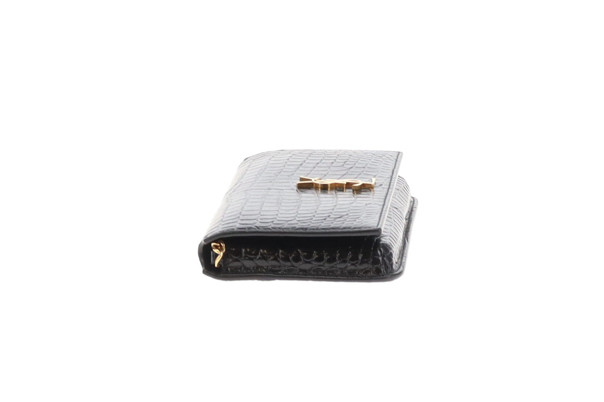 Saint Laurent Cassandre Strap Croc Embossed Phone Case