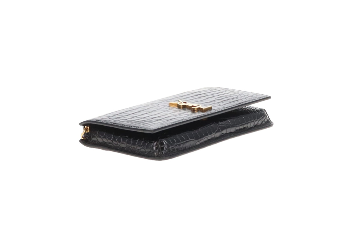 Saint Laurent Cassandre Strap Croc Embossed Phone Case