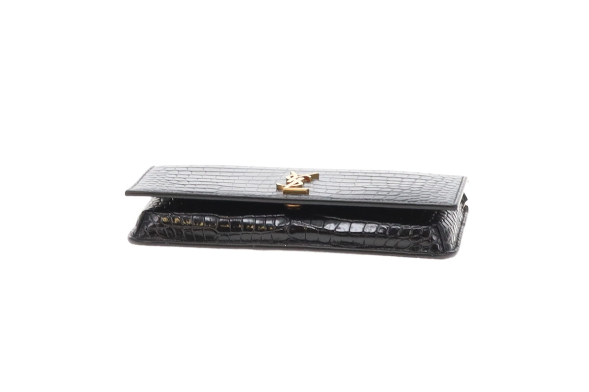 Saint Laurent Cassandre Strap Croc Embossed Phone Case