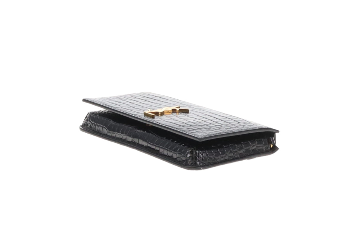 Saint Laurent Cassandre Strap Croc Embossed Phone Case