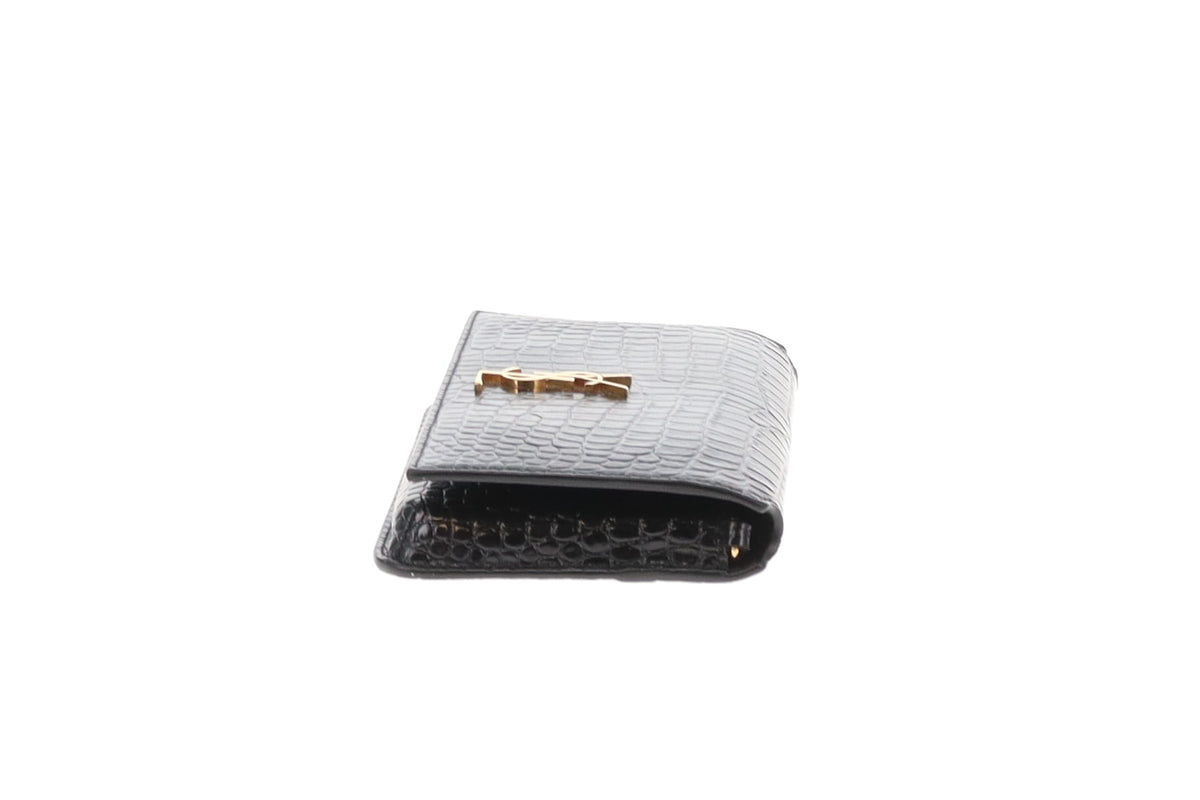 Saint Laurent Cassandre Strap Croc Embossed Phone Case