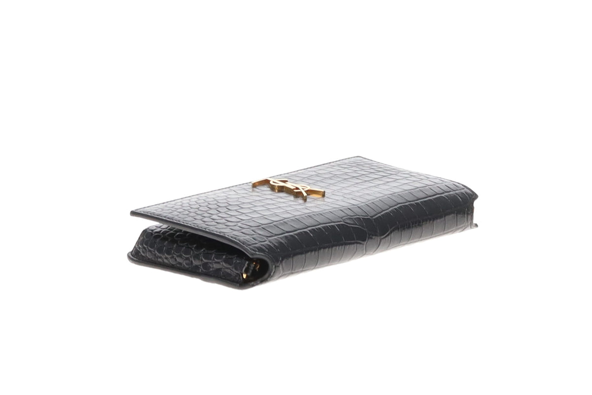 Saint Laurent Cassandre Strap Croc Embossed Phone Case