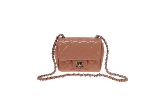 Chanel Blush Patent Leather and SHW Mini Square Flap Bag 2012/13
