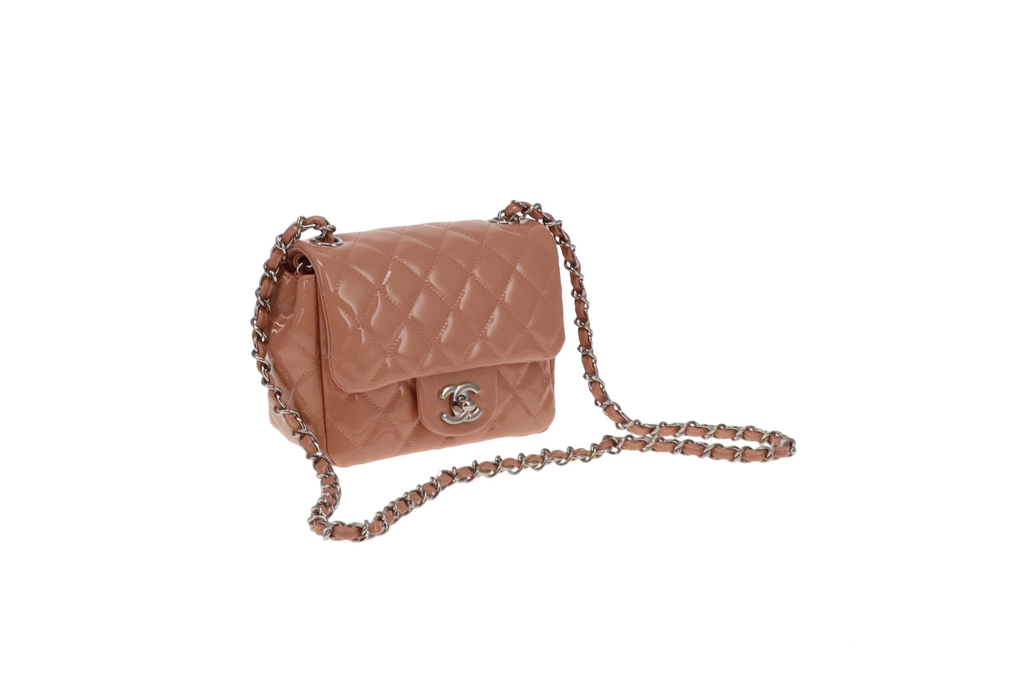 Chanel Blush Patent Leather and SHW Mini Square Flap Bag 2012/13