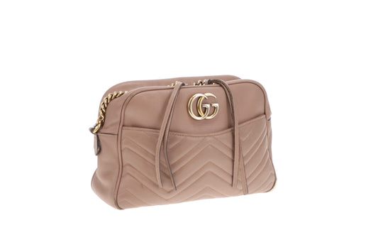 Gucci Taupe Chevron Medium Marmont Crossbody