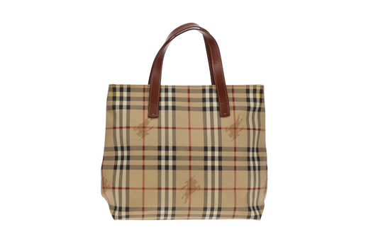 Burberry HorseFerry Check Canvas Small Tote Bag