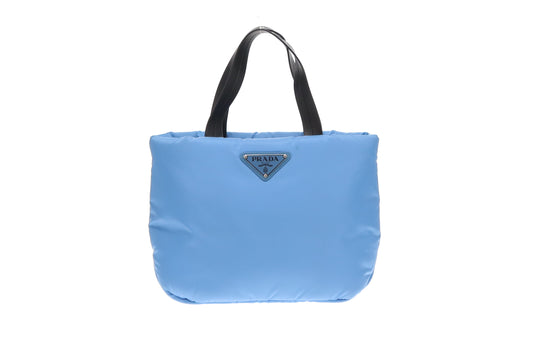 Prada Puffer Tote Small Blue Nylon