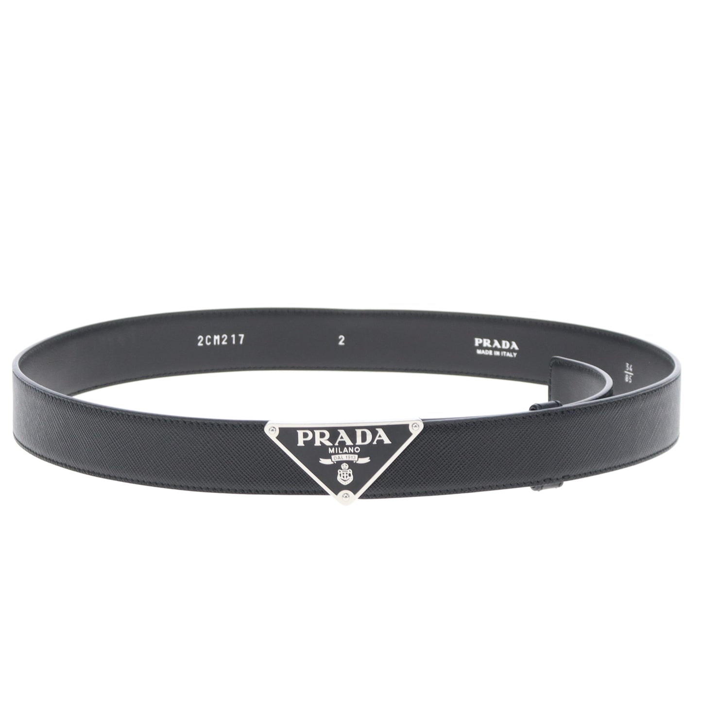 Prada Triangle Belt Black Saffiano 85cm