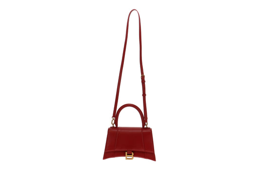 Balenciaga Red Grained Leather Small Hourglass Handbag