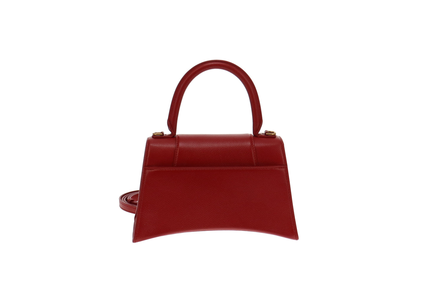 Balenciaga Red Grained Leather Small Hourglass Handbag