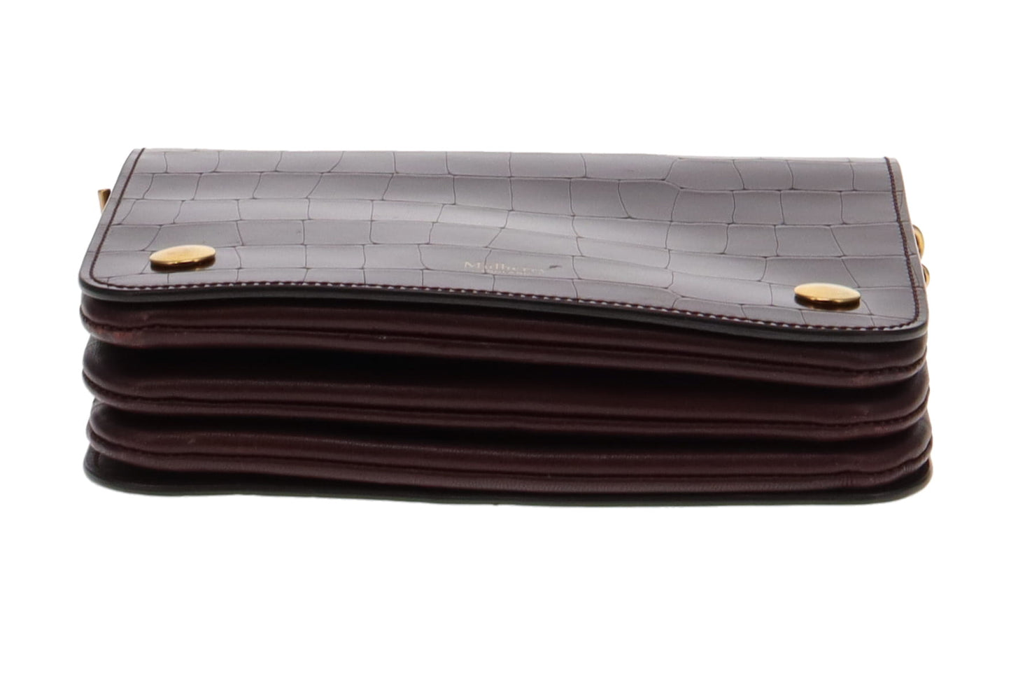 Mulberry Oxblood Polished Embossed Croc Clifton