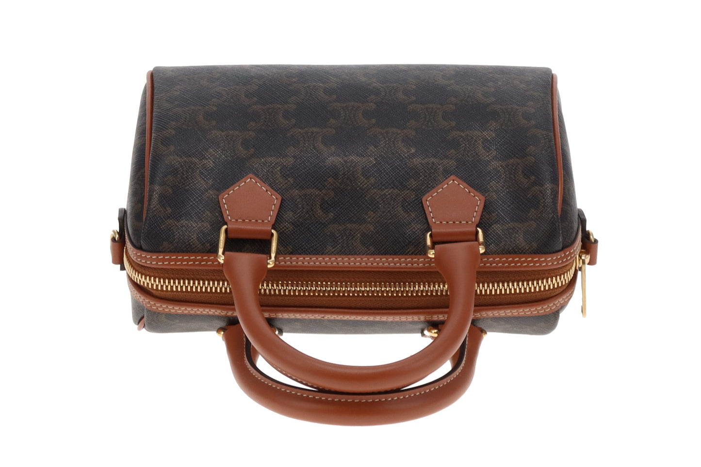 Celine Boston Bag Small with Strap Triomphe Canvas and Leather