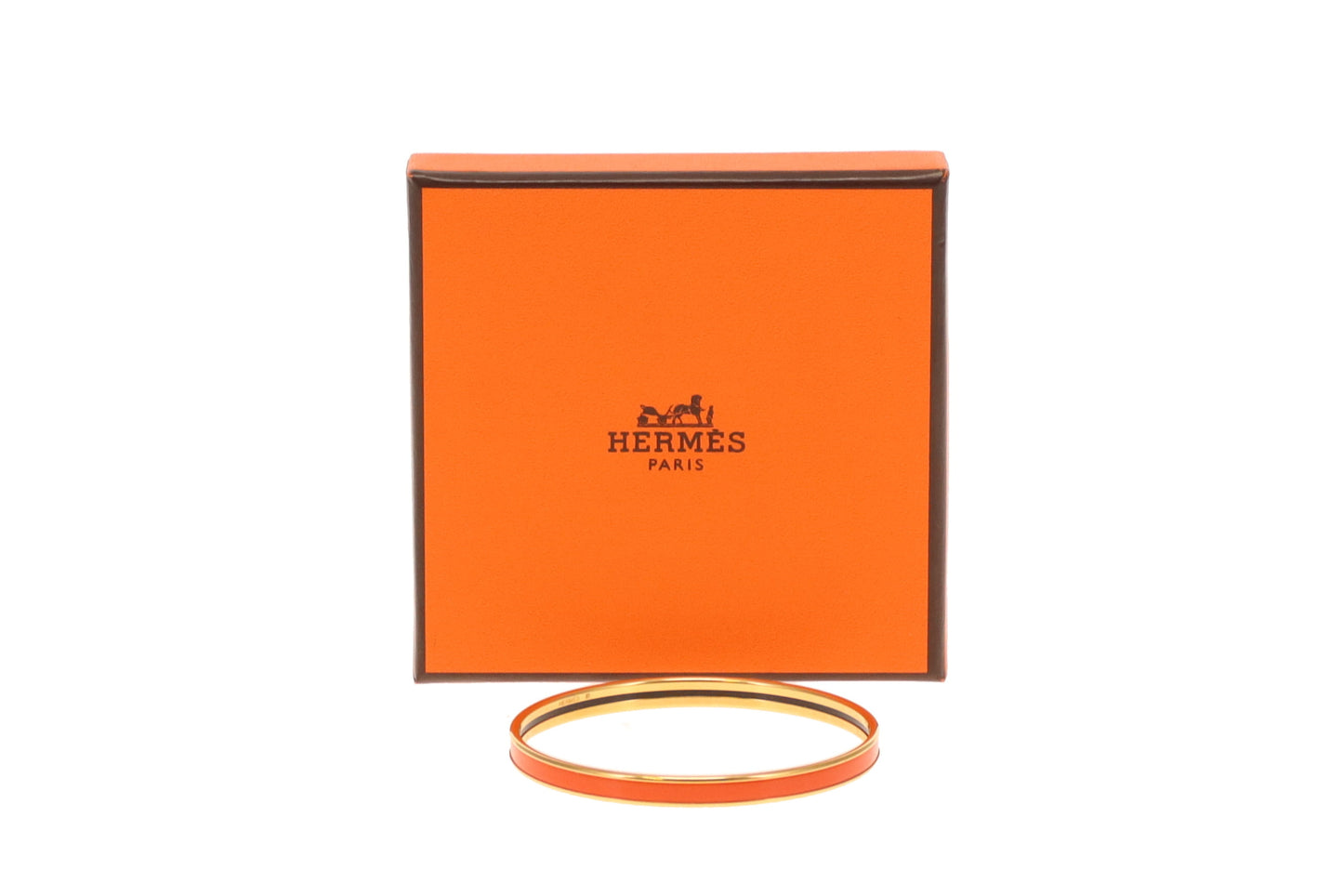 Hermes Uni Bangle Orange Enamel and GHW