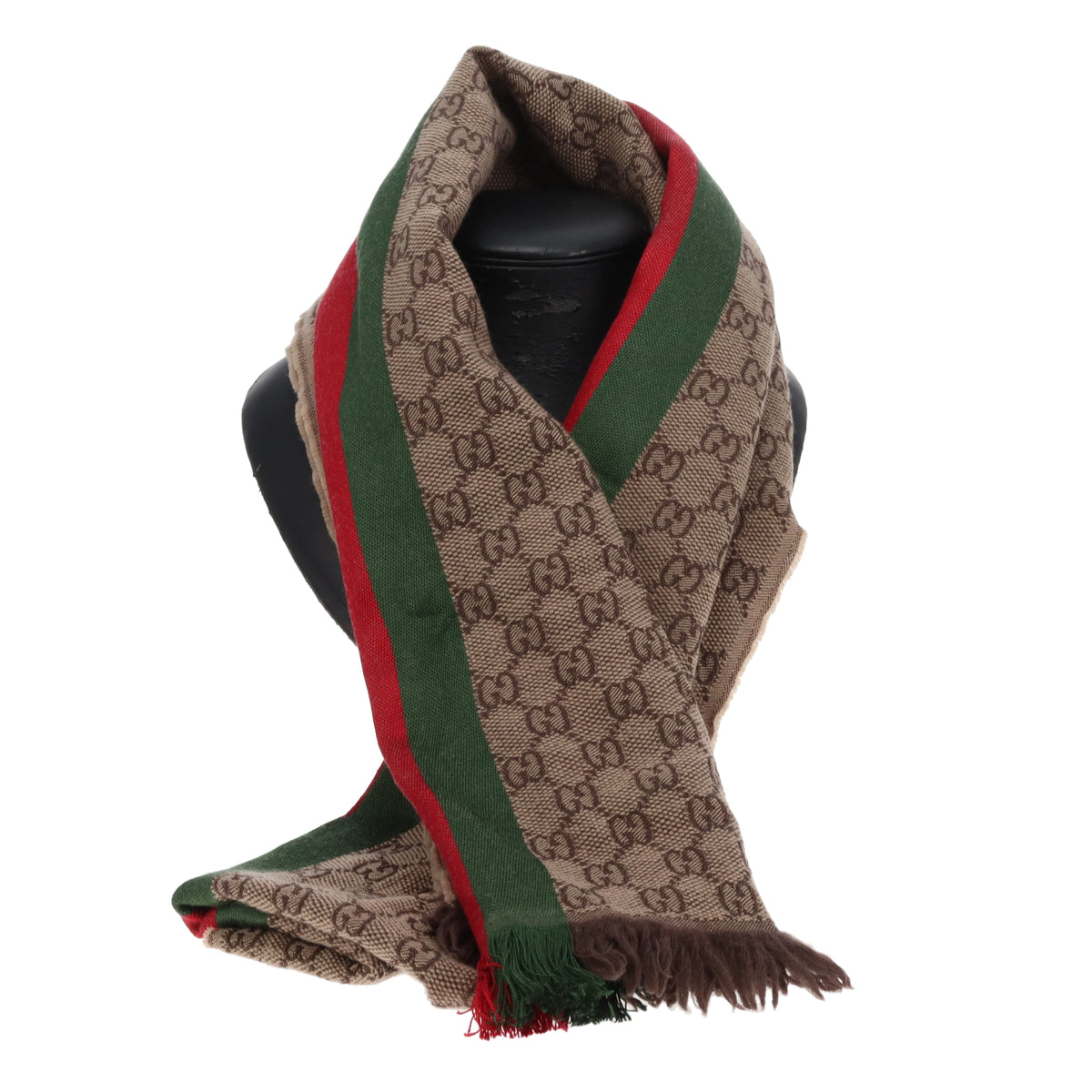 Gucci GG Web Scarf 80% Wool and 20% Silk