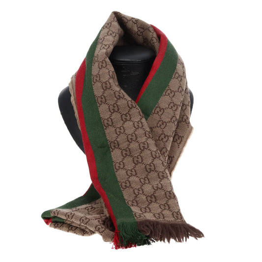 Gucci GG Web Scarf 80% Wool and 20% Silk