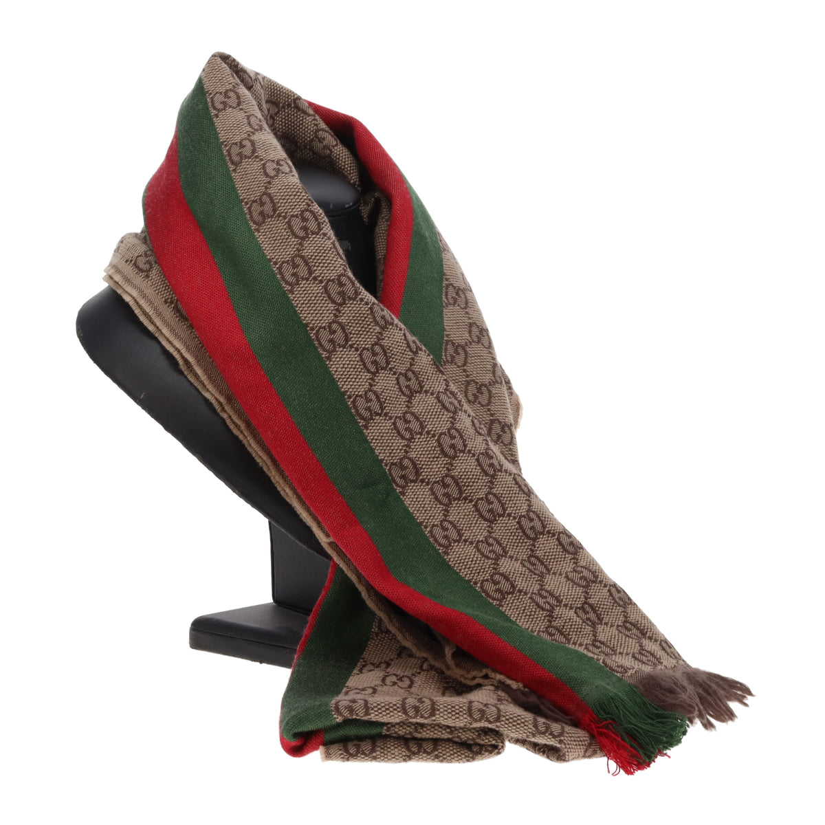 Gucci GG Web Scarf 80% Wool and 20% Silk