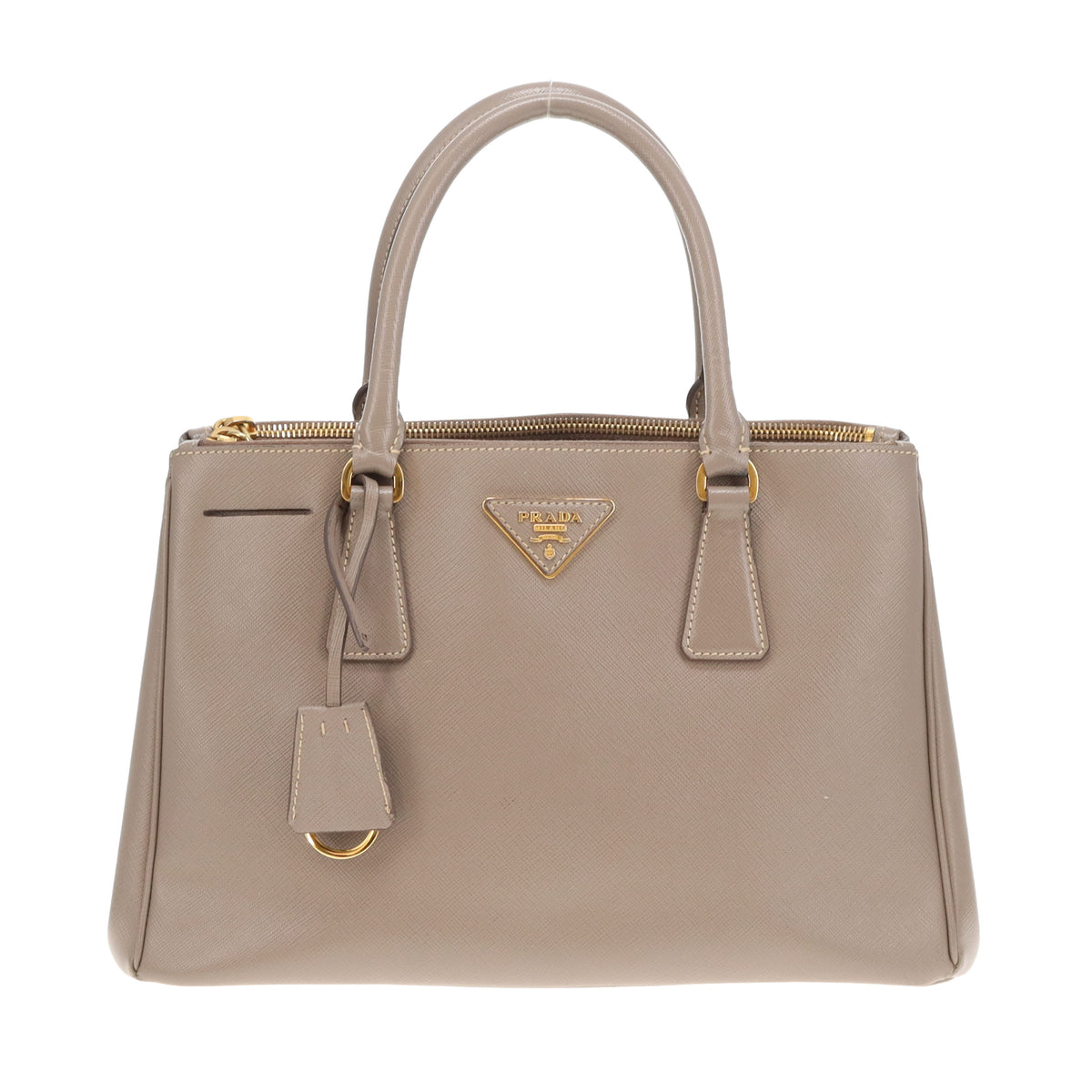 Prada Galleria Double Zip Grey Saffiano GHW