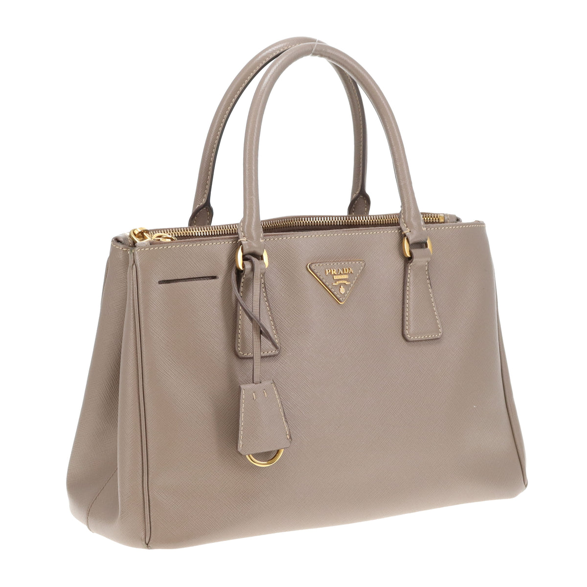 Prada Galleria Double Zip Grey Saffiano GHW