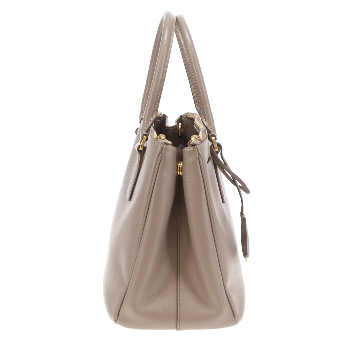 Prada Galleria Double Zip Grey Saffiano GHW