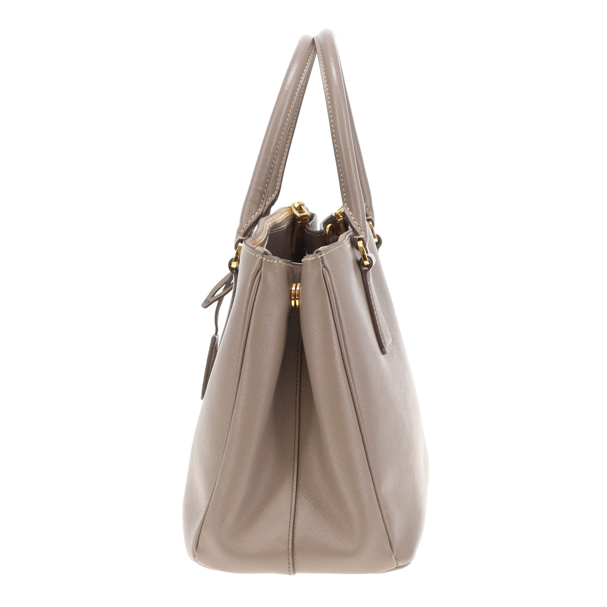 Prada Galleria Double Zip Grey Saffiano GHW