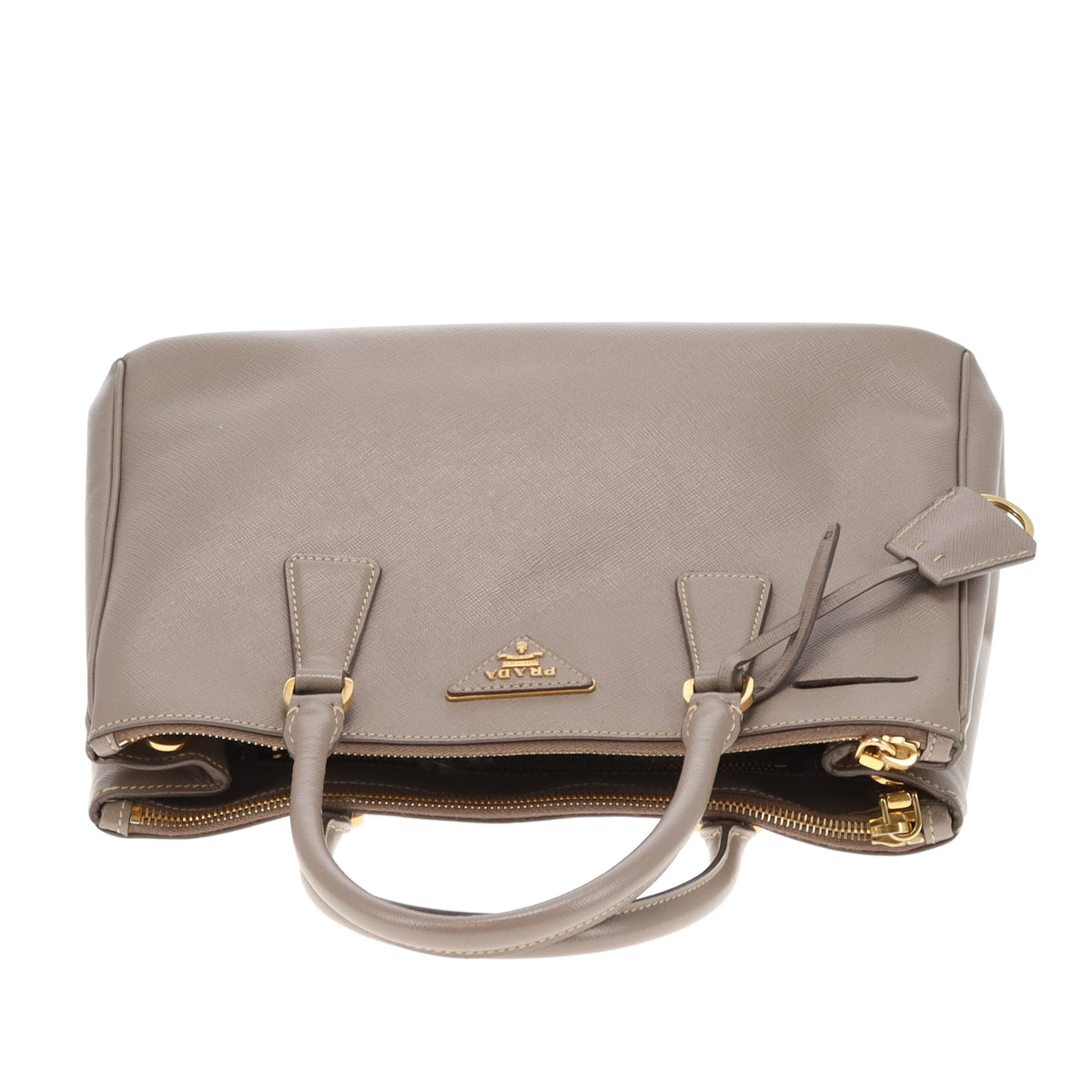 Prada Galleria Double Zip Grey Saffiano GHW
