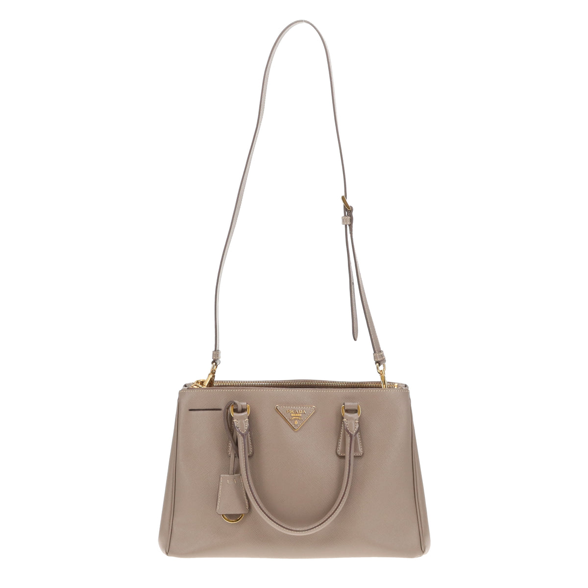 Prada Galleria Double Zip Grey Saffiano GHW