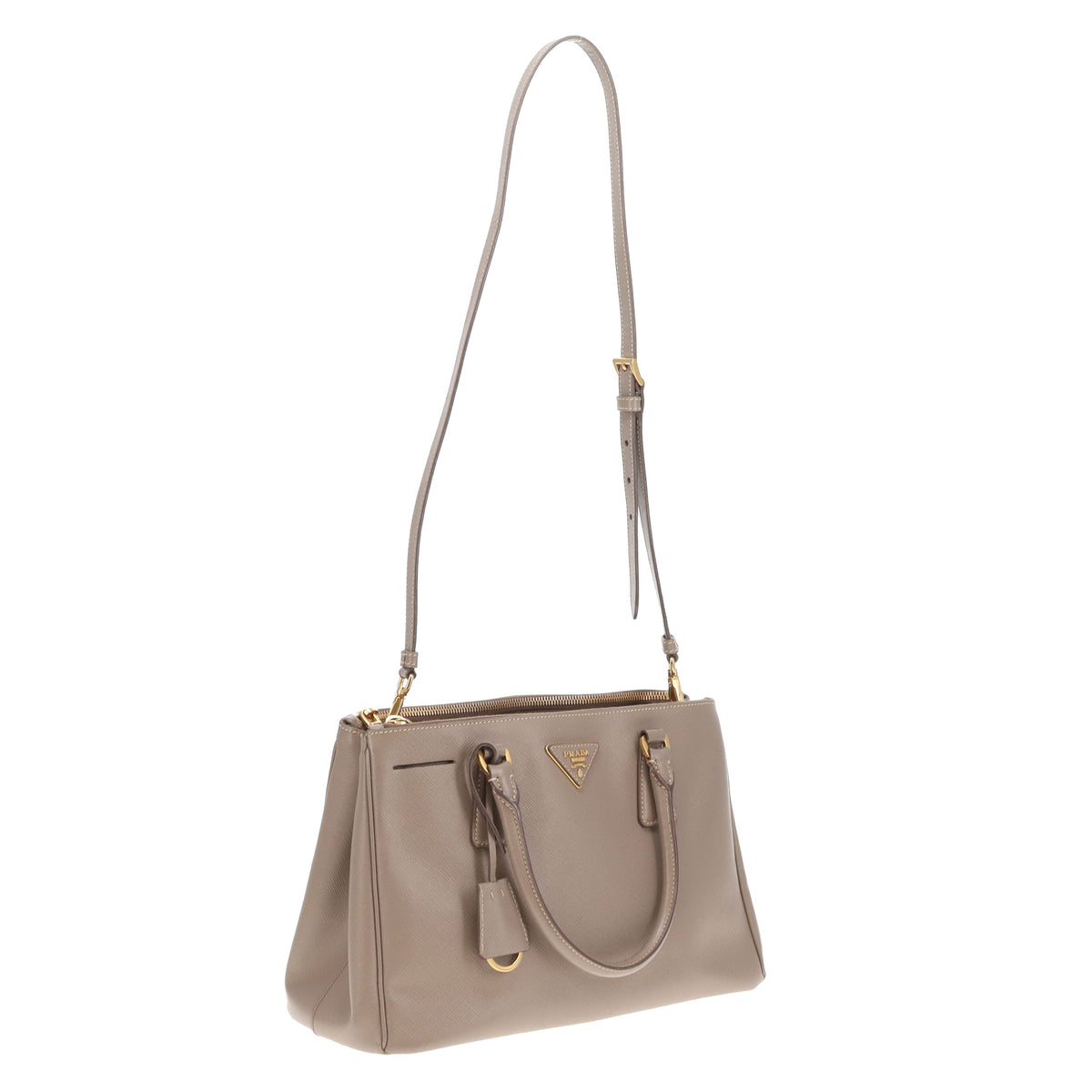 Prada Galleria Double Zip Grey Saffiano GHW