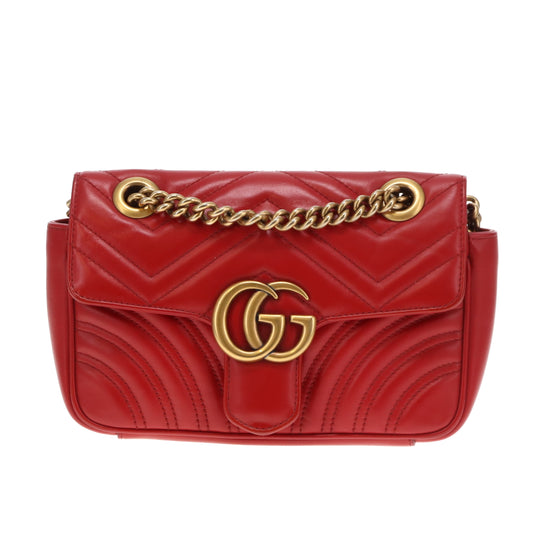 Gucci Marmont Flap Old Model Mini Red GHW