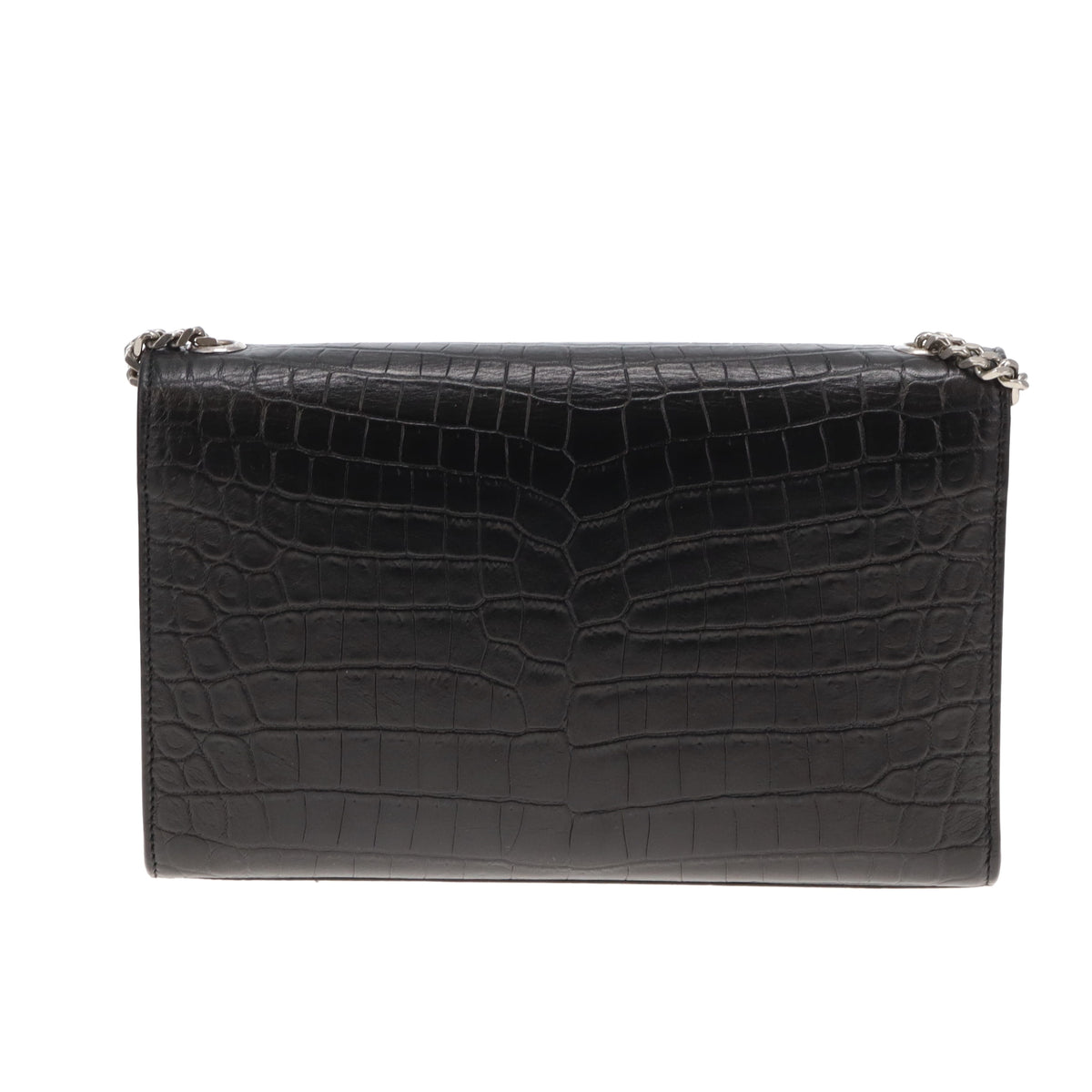 Saint Laurent Kate Tassle WOC Medium Black Croc Embossed 2017