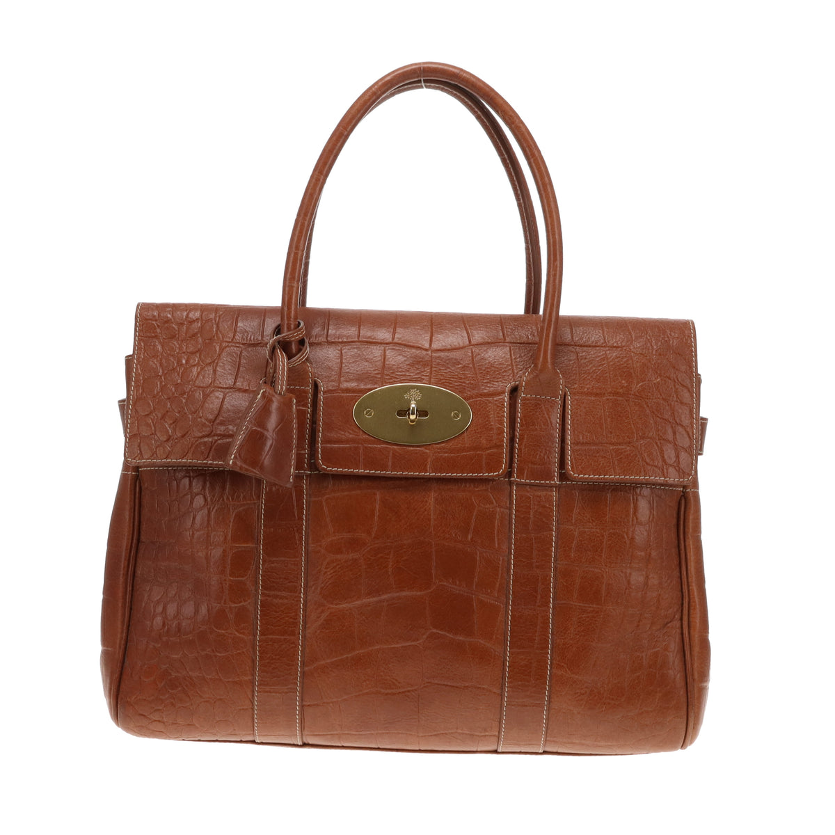 Mulberry Bayswater Croc Embossed Oak GHW