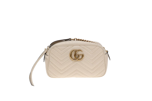 Gucci Marmont Small Camera Bag White Chevron