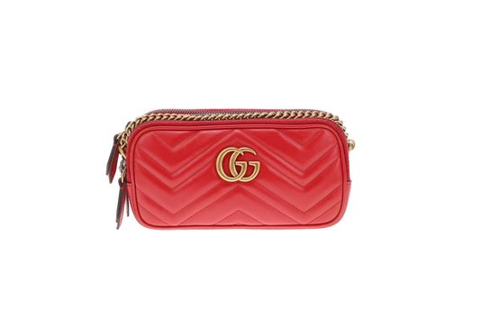 Gucci Marmont Trio Pouch Chain Bag Red
