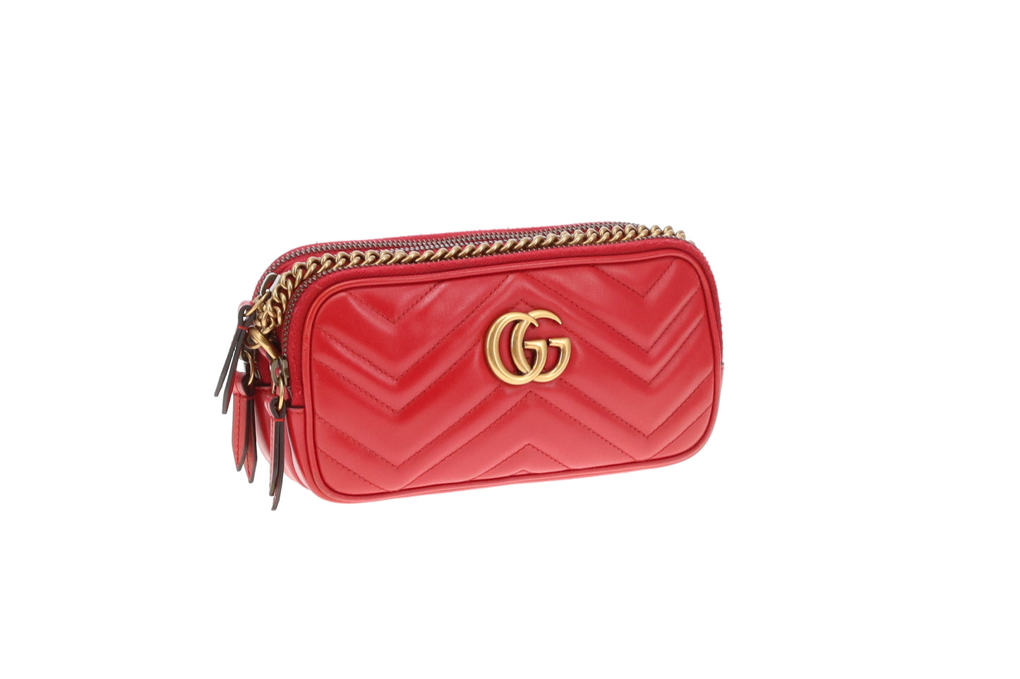 Gucci Marmont Trio Pouch Chain Bag Red